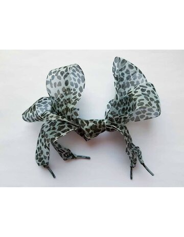 Veters organza lint luipaard zwart-zilver 40mm - 110cm