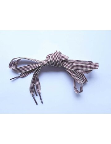 Veters ruit pied-de-poule rood-wit 10mm - 120cm