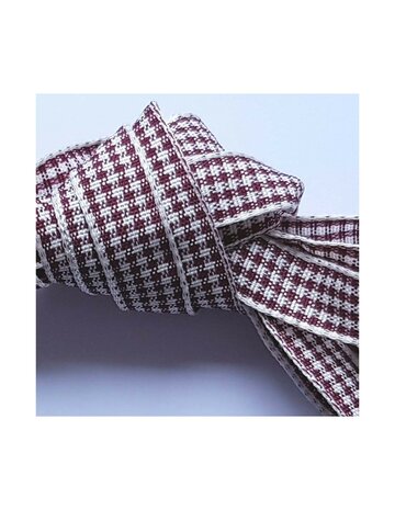 Veters ruit pied-de-poule rood-wit 10mm - 120cm