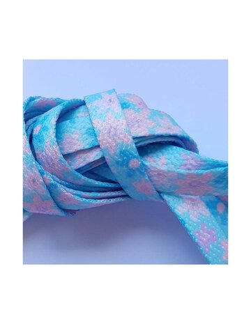 Veters bloemen lichtblauw 8mm - 120cm