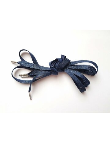 Veters glitter visgraat blauw-zilver 10mm - 120cm