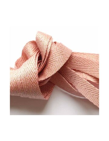 Veters glitter visgraat roze-goud 10mm - 120cm