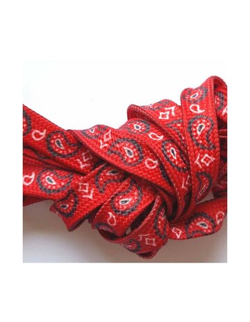 Veters paisley rood 9mm - 120cm