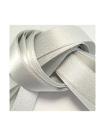 Veters glitter satijn lint zilvergrijs-glans 16mm - 120cm