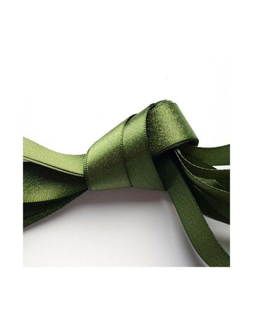 Veters glitter satijn lint olijfgroen-glans 16mm - 120cm