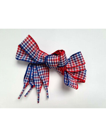 Veters lint ruit rood-wit-blauw 25mm - 120cm