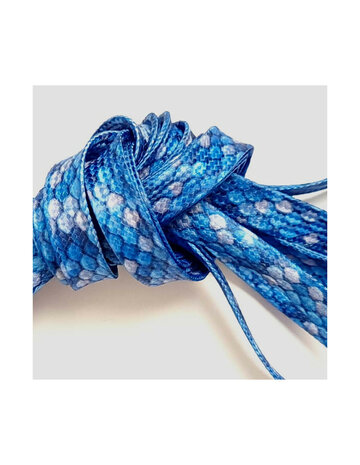 Veters met blauwe reptiel print 8mm - 120cm