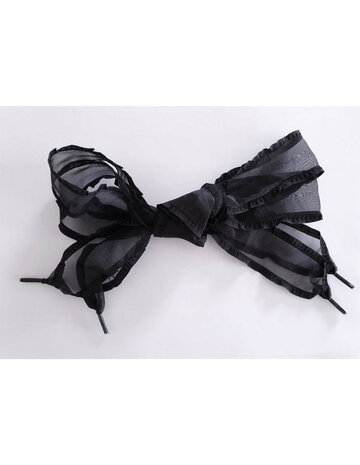Veters organza lint zwart met randje 40mm - 120cm