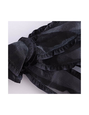 Veters organza lint zwart met randje 40mm - 120cm