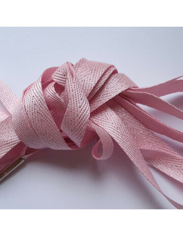 Veters glitter visgraat roze-zilver 10mm - 120cm