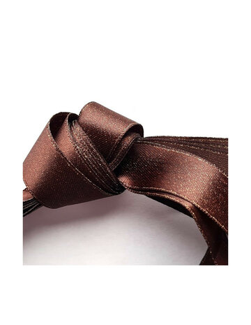 Veters glitter satijn lint bruin-glans 16mm - 120cm