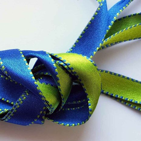 Veters satijn lint blauw-groen 10mm