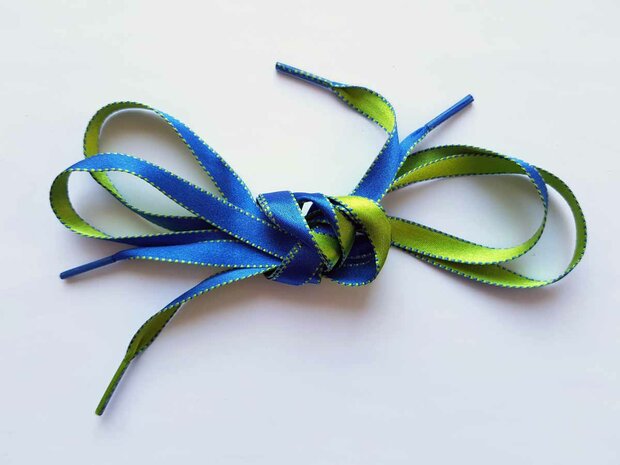 Veters satijn lint blauw-groen 10mm