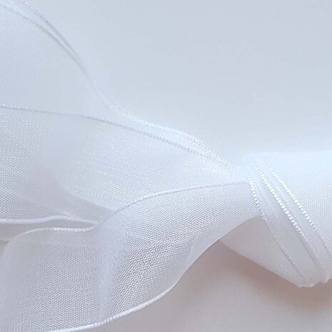 Veters organza lint wit 25mm - 120cm