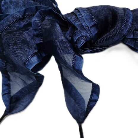 Veters organza lint donkerblauw met randje 40mm - 120cm