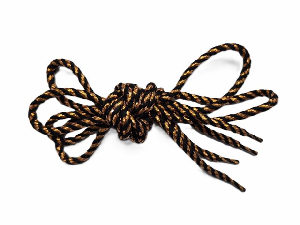 Veters glitter zwart-koper rond 120cm