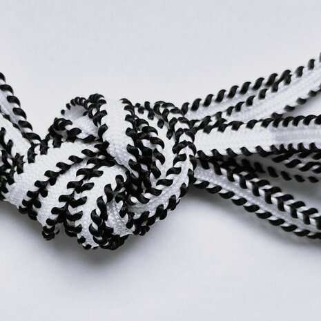 Veters wit met zwart randje 8mm - 120cm