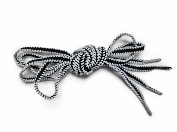 Veters zwart met wit randje 8mm - 120cm