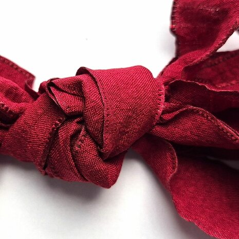Veters lint zacht bordeaux ruit 25mm